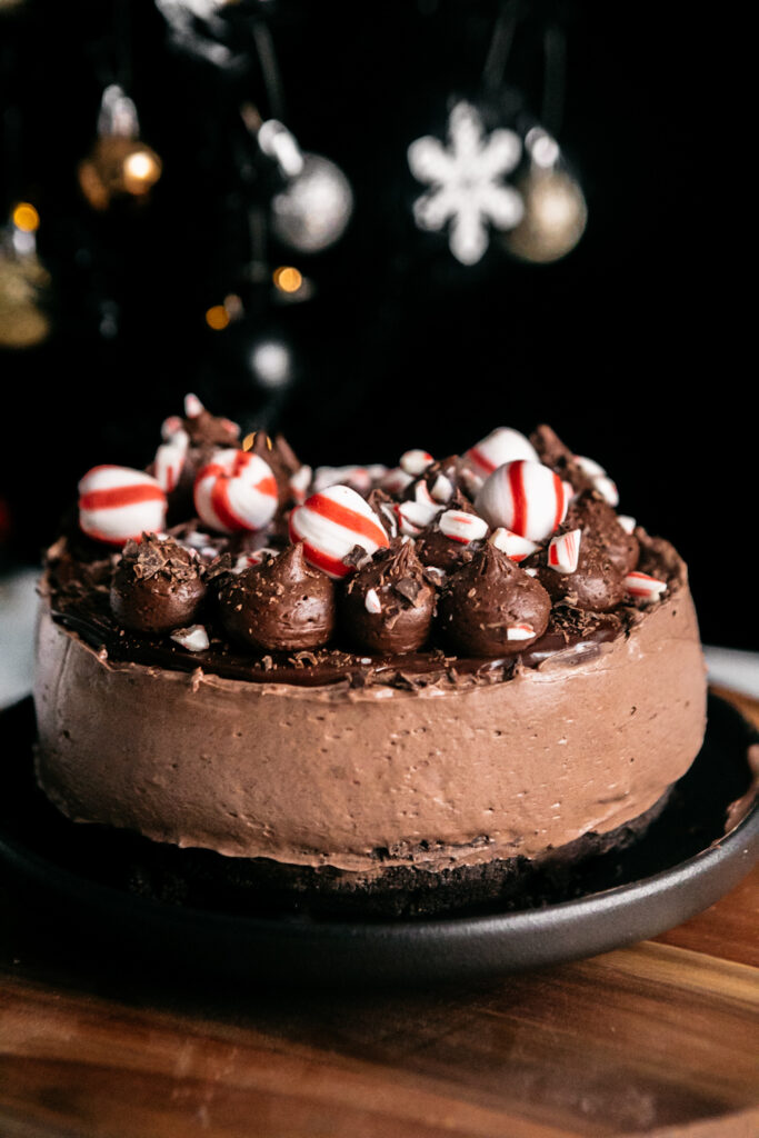 Triple Chocolate Peppermint Cheesecake