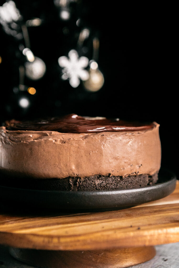 Ganache on a cheesecake 