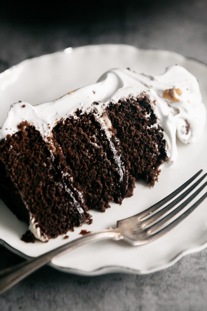 Hot Cocoa Layer Cake slice