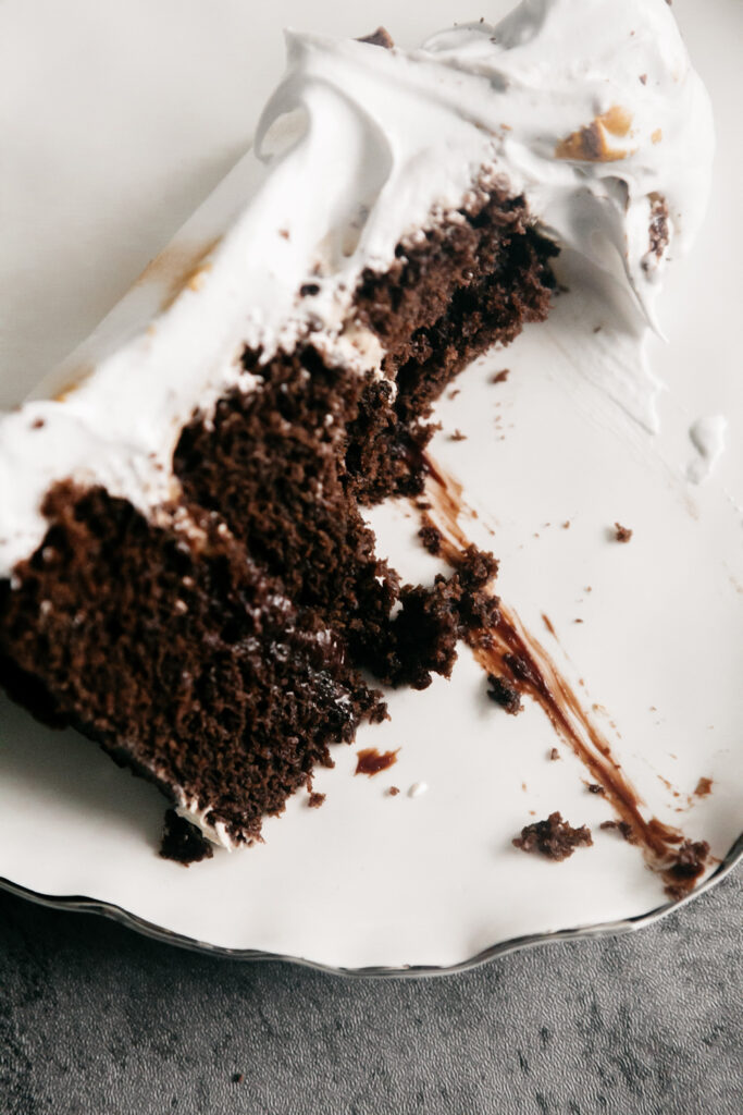 A slice of Hot Cocoa Layer Cake