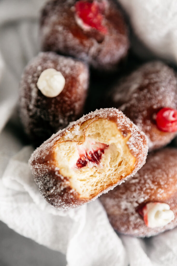 Raspberry Cheesecake Filled Donuts 