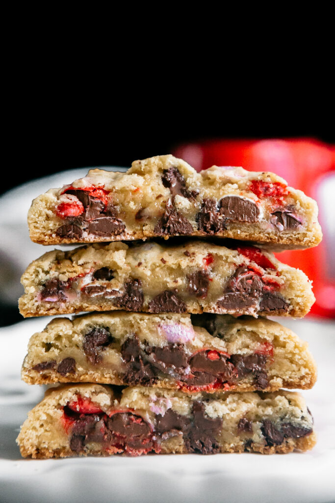 The inside of a stack of cookies 