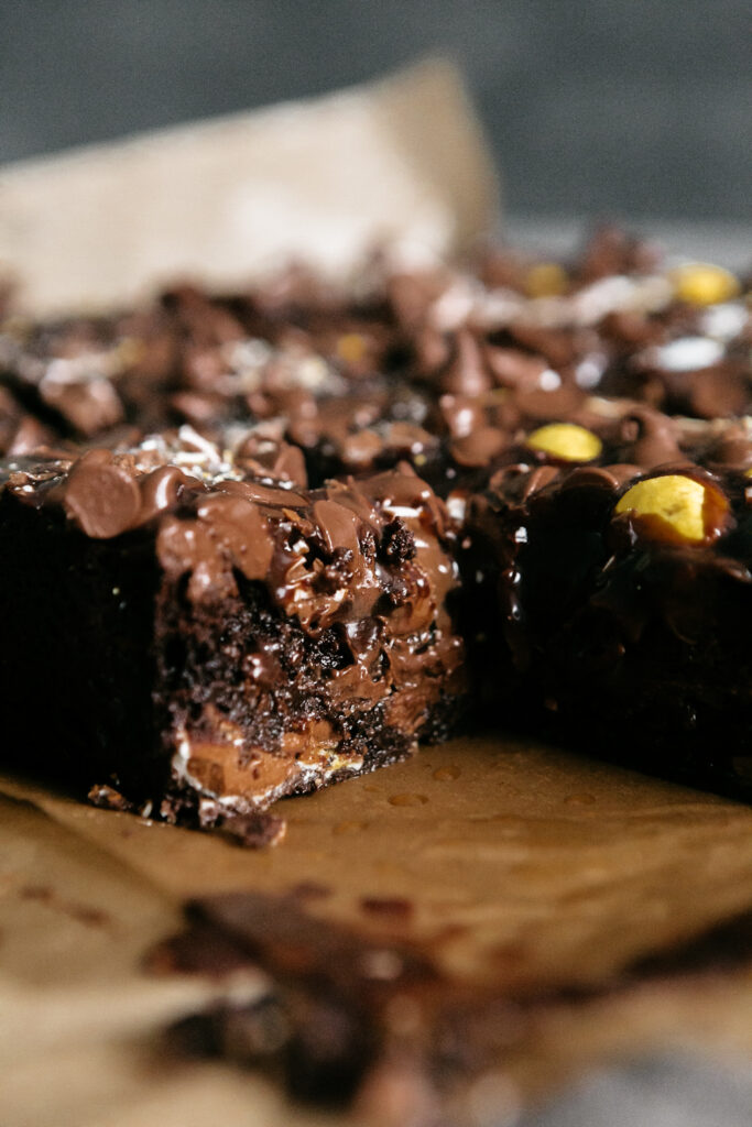 Inside view of brownies 