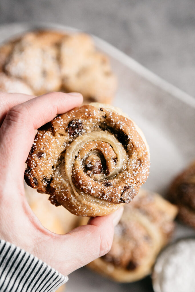 a puff pastry cookie dough pinwheel 