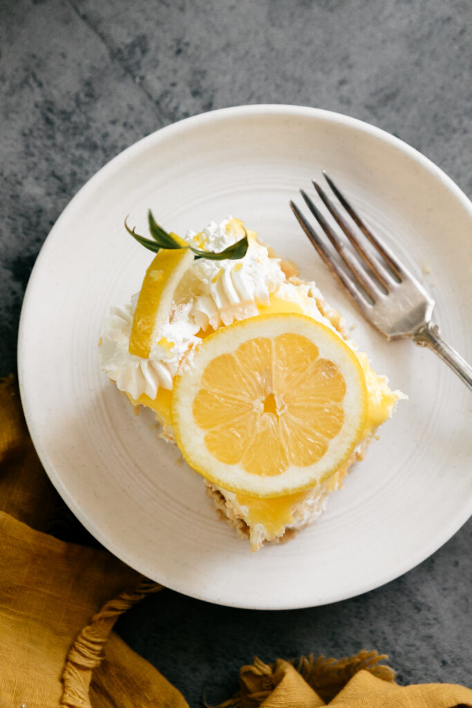 top down of a lemon dessert 