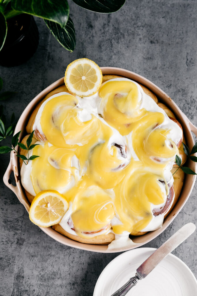a pan of lemon rolls 