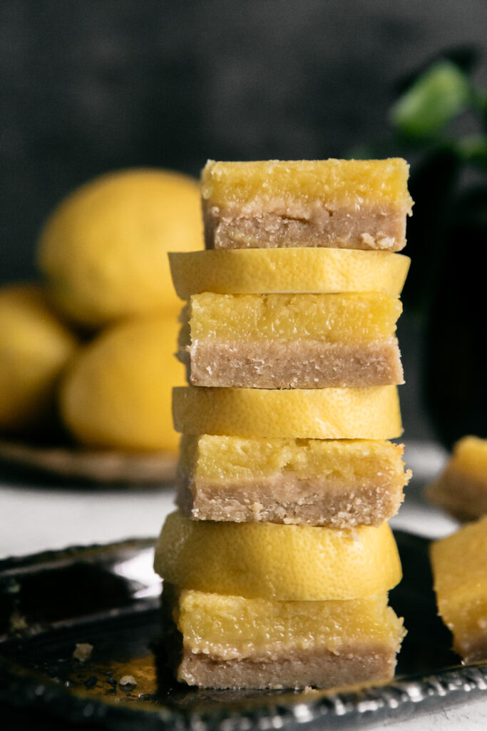 a stack of lemon bars 