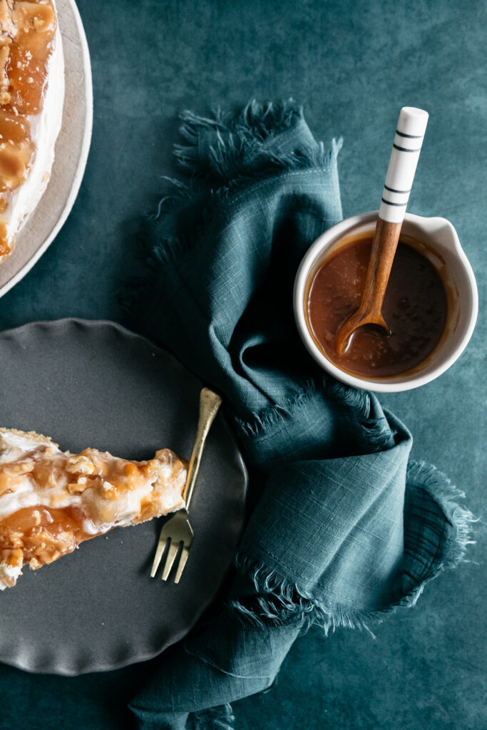 caramel sauce in a bowl with a spoon 