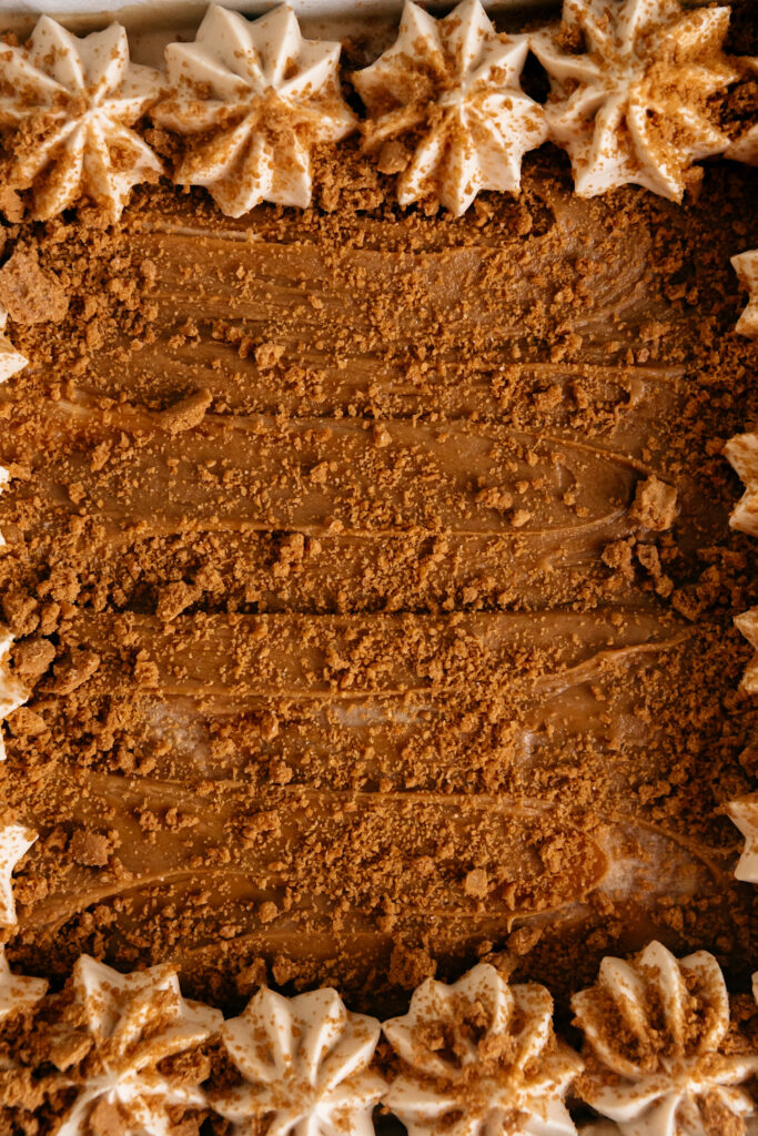 close-up of a Biscoff dessert 