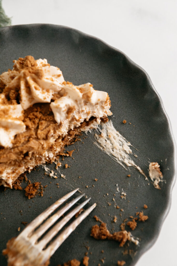 a plate with leftover tiramisu 