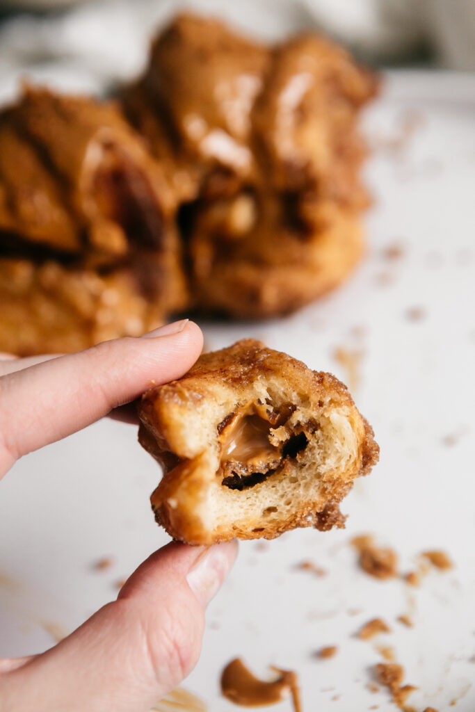 the inside of a stuffed monkey bread 