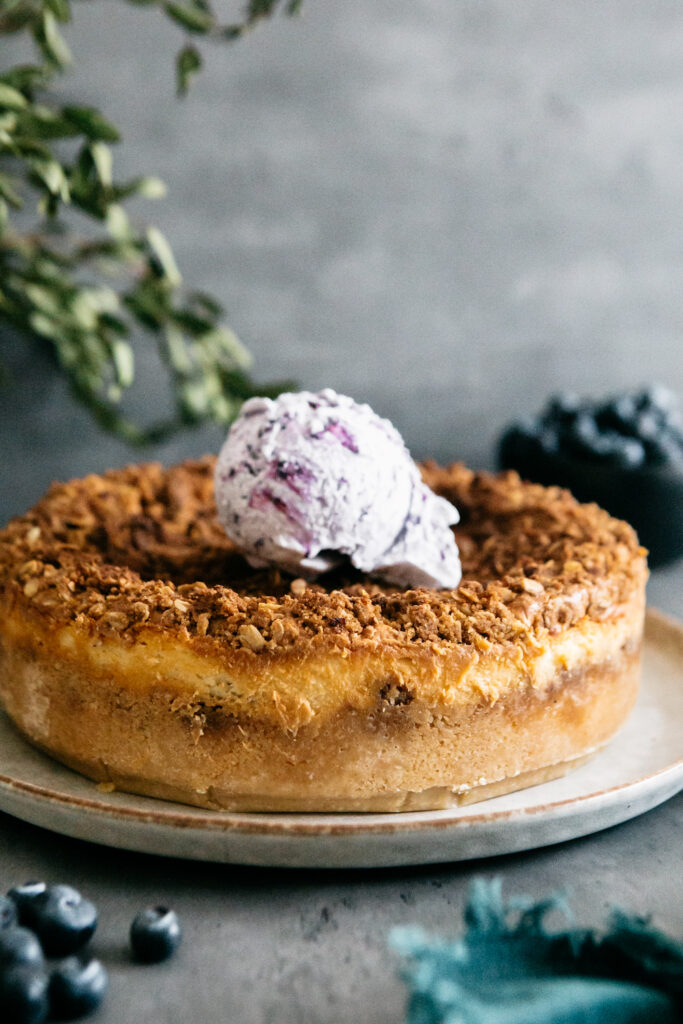 Browned Butter Blueberry Crisp Cheesecake