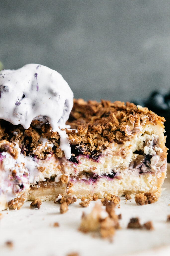 Browned Butter Blueberry Crisp Cheesecake