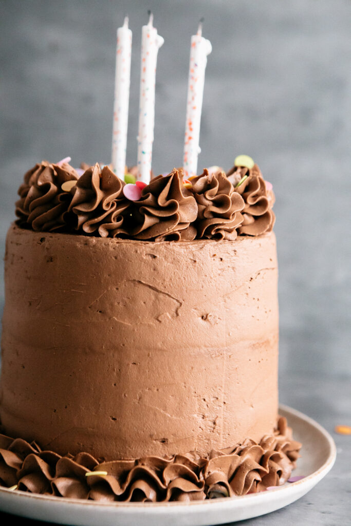 Yellow Cake with Milk Chocolate Frosting