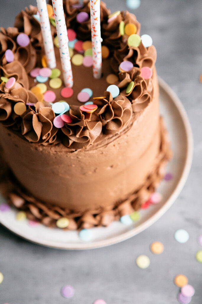 Yellow Cake with Milk Chocolate Frosting