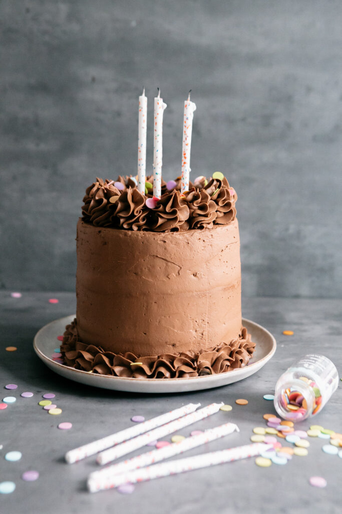 Yellow Cake with Milk Chocolate Frosting