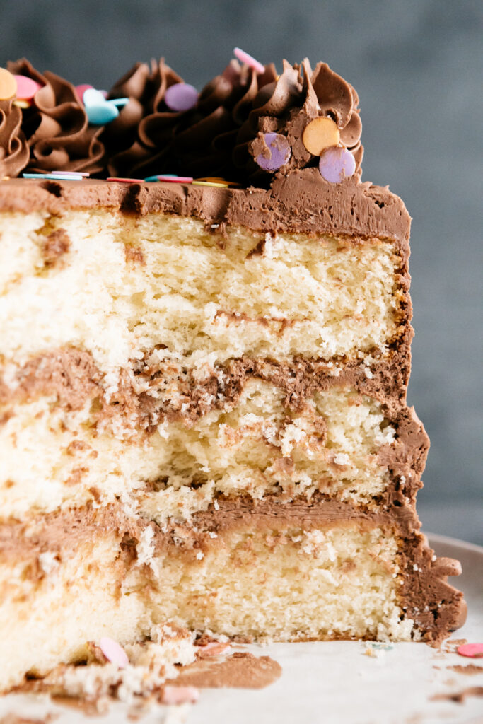 Yellow Cake with Milk Chocolate Frosting