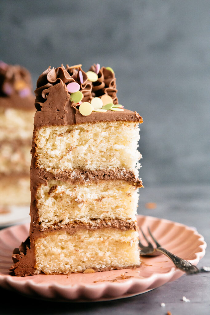 Yellow Cake with Milk Chocolate Frosting