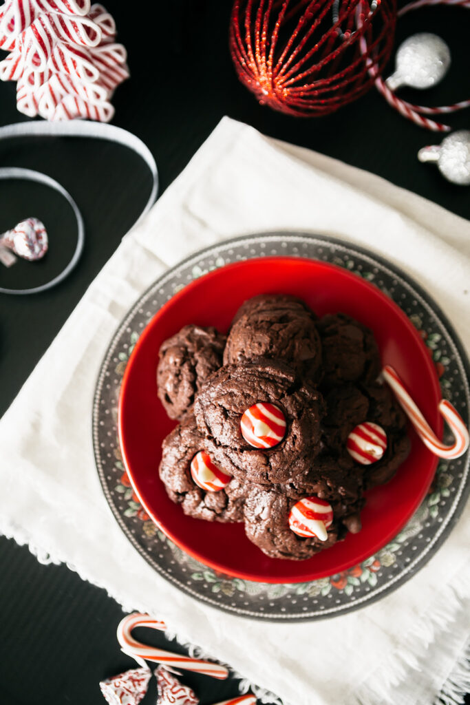 Peppermint Brownie Candy Kiss Cookies