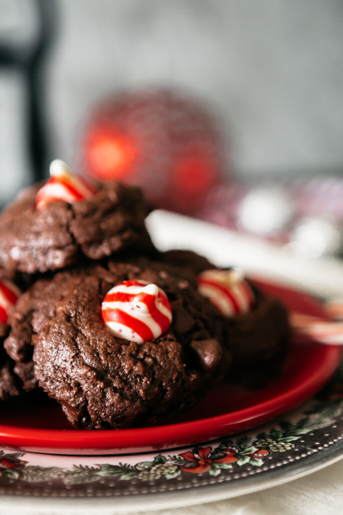 Peppermint Brownie Candy Kiss Cookies