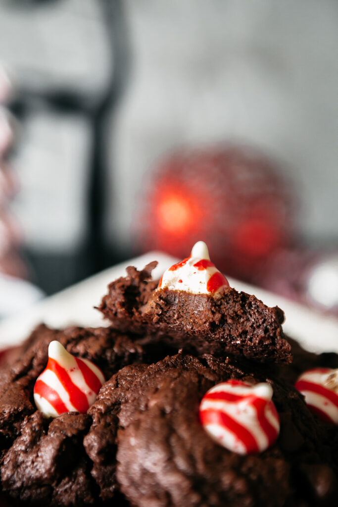 Peppermint Brownie Candy Kiss Cookies