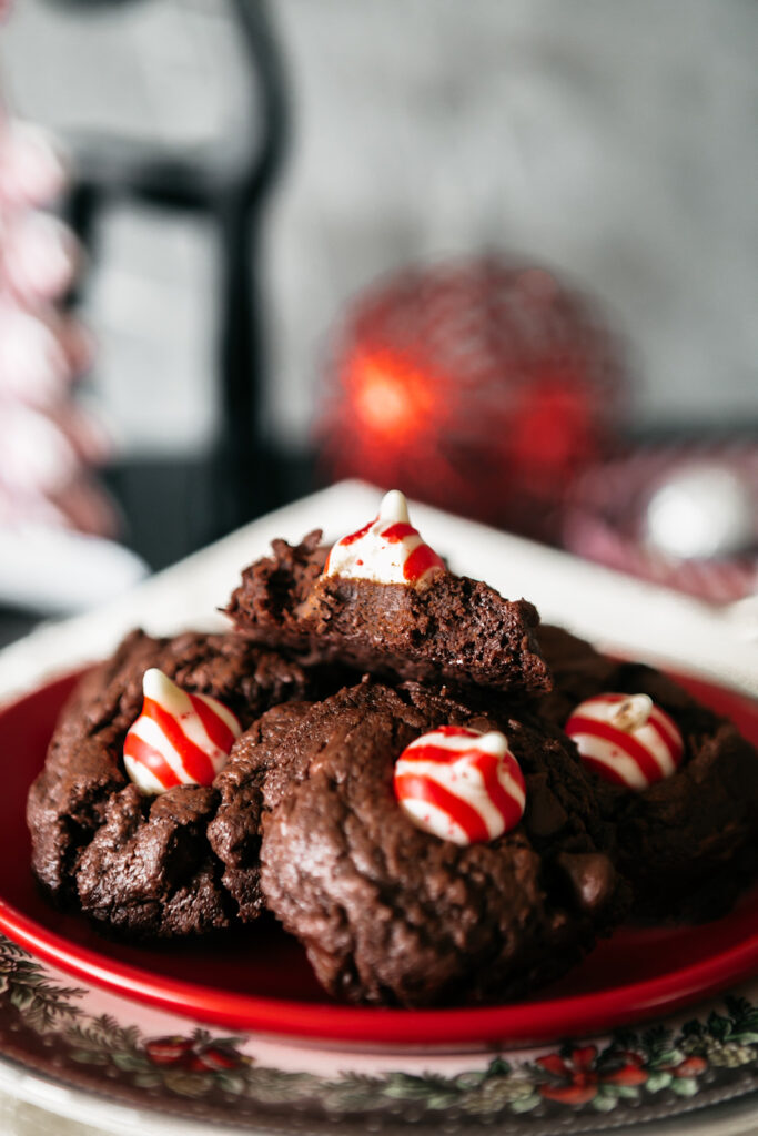 Peppermint Brownie Candy Kiss Cookies