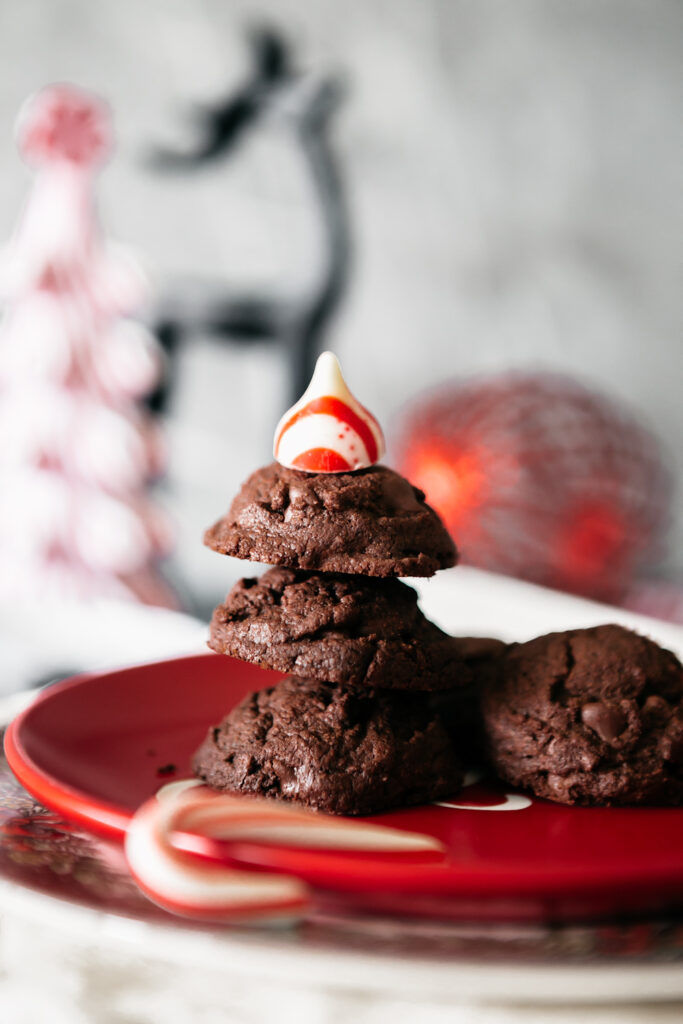 Peppermint Brownie Candy Kiss Cookies