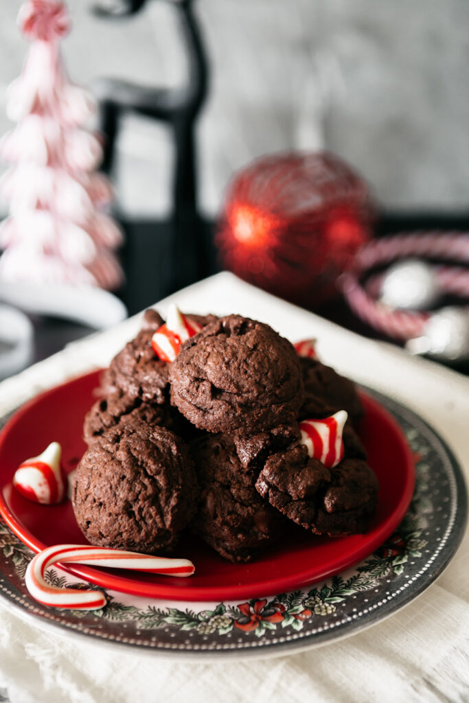 Peppermint Brownie Candy Kiss Cookies