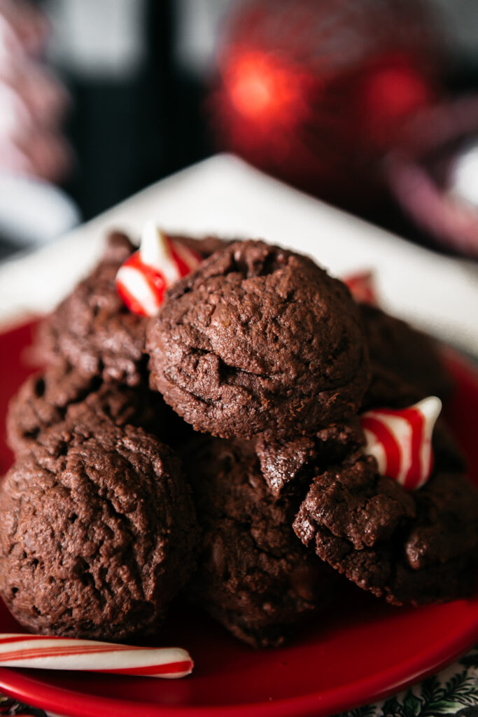 Peppermint Brownie Candy Kiss Cookies