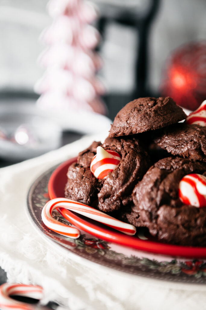 Peppermint Brownie Candy Kiss Cookies