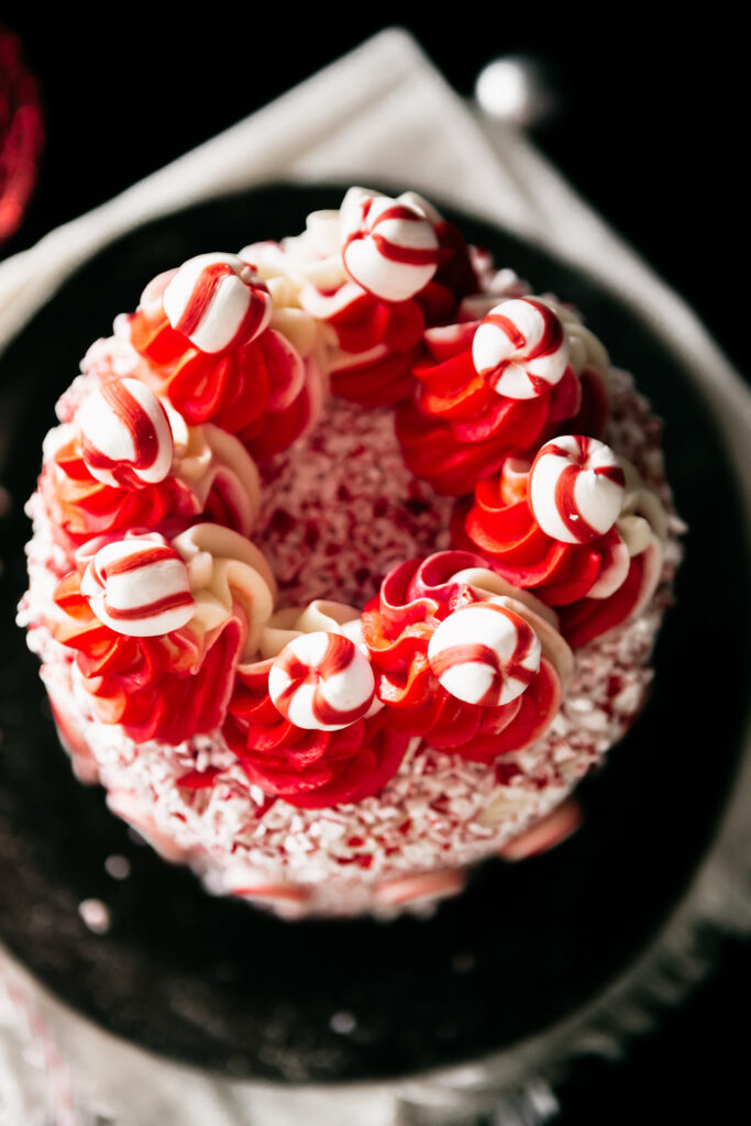 Marbled Vanilla Peppermint Chocolate Cake