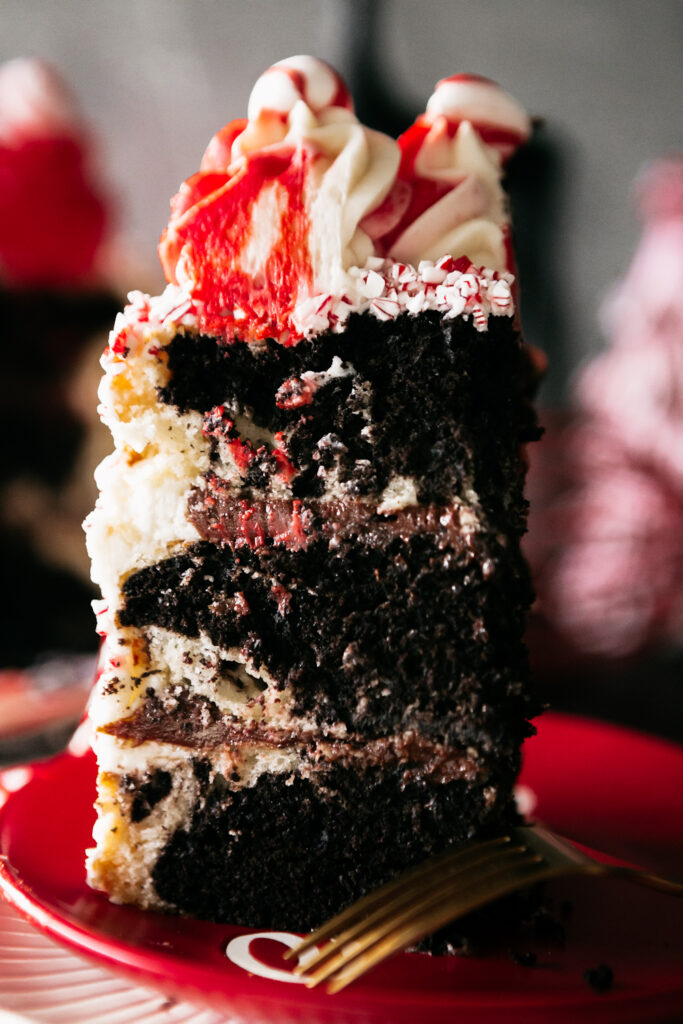 Marbled Vanilla Peppermint Chocolate Cake