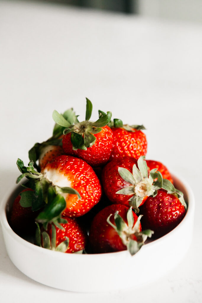 a bowl of strawberries 