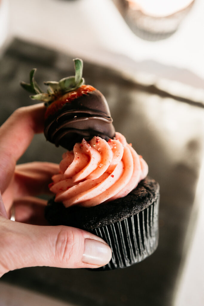 Chocolate-Covered Strawberry Cupcakes